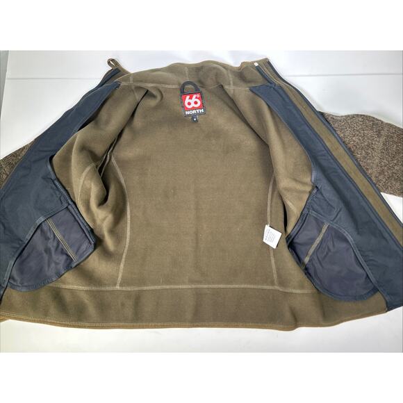 66 North Iceland Full Zip Gola Jacket Women’s M Wool Blend Brown Mock Neck - Picture 7 of 9